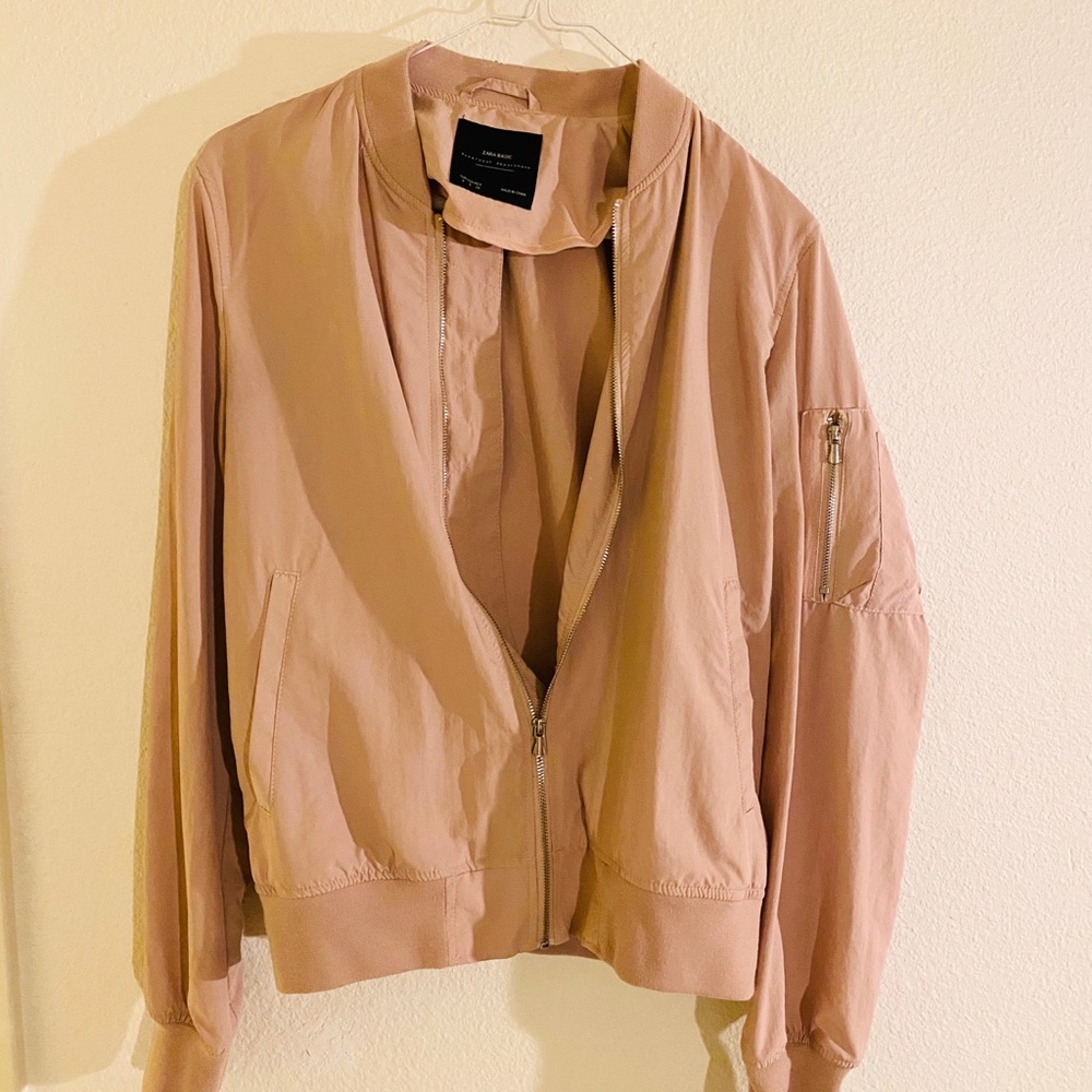 Slouchy blush bomber jacket
